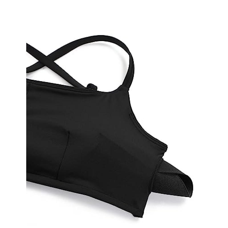 CRZ YOGA Womens Scoop Neck 비키니 탑 D-DD 조절 가능한 스파게티 스트랩 수영복 패딩 수영복 스포츠 브라