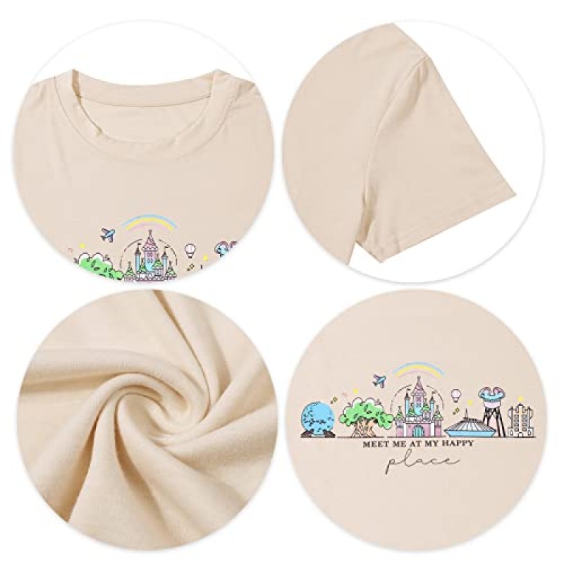 Womens World Traveler Shirt 매직 킹덤 그래픽 Tshirt 매칭 여행 티셔츠 소녀 휴가 Hodilay 반소매 탑