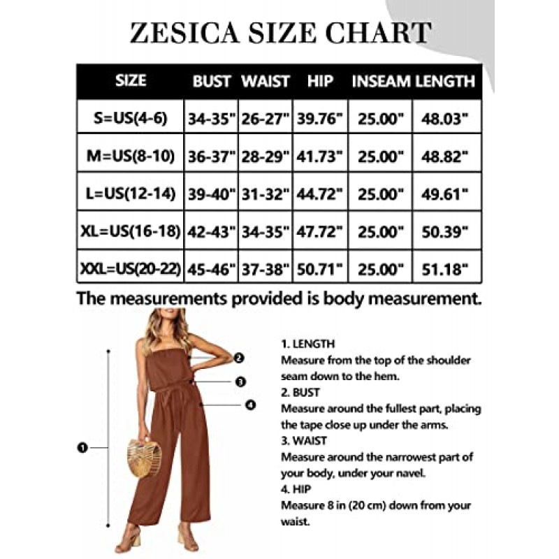 ZESICA 여성용 2023 캐주얼 오프 숄더 솔리드 컬러 스트랩리스 벨트 와이드 레그 점프수트 롬퍼