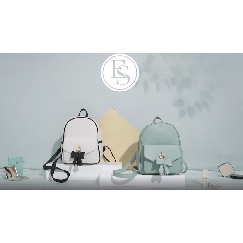 ECOSUSI 여성용 미니 배낭 귀여운 Bowknot 소형 배낭 지갑 여성용 가죽 Bookbag Satchel Bags, Charm Tassel