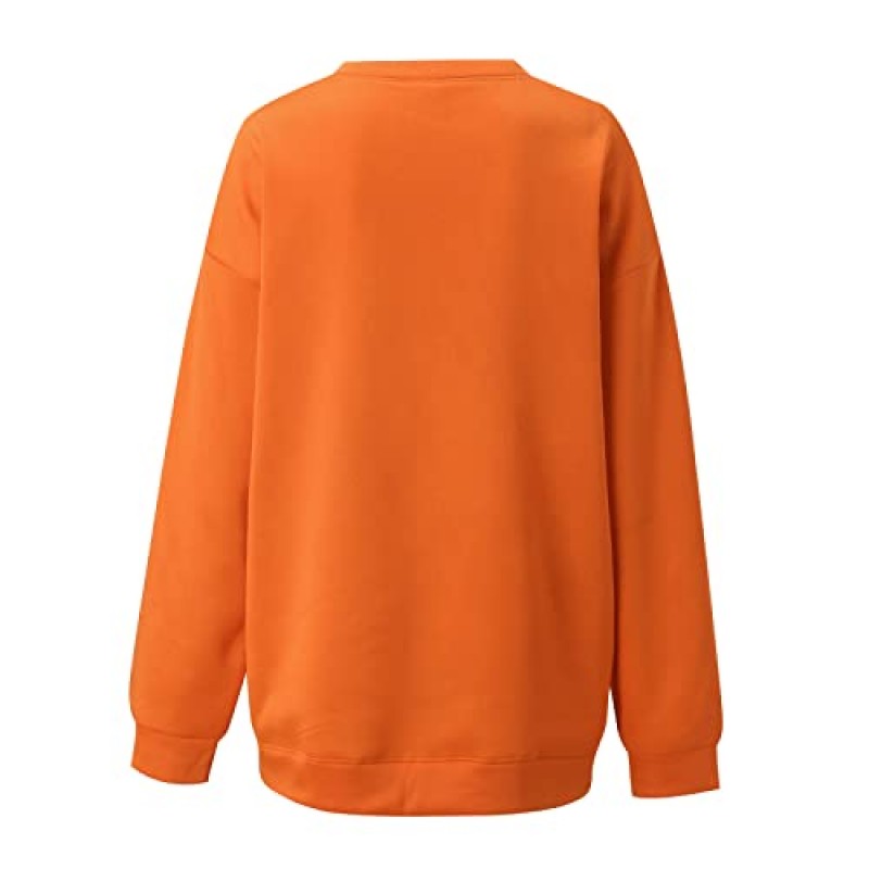 VSFAOV 호박 얼굴 할로윈 스웨터 여성 가을 ​​긴 소매 Crewneck 루즈 피트 풀오버 오버 사이즈 탑