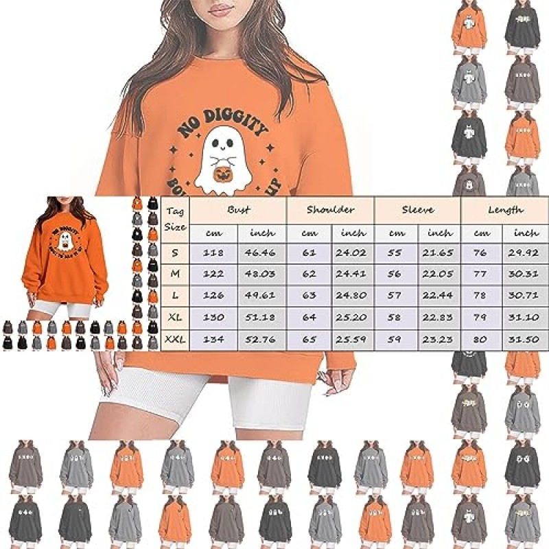 VSFAOV 호박 얼굴 할로윈 스웨터 여성 가을 ​​긴 소매 Crewneck 루즈 피트 풀오버 오버 사이즈 탑