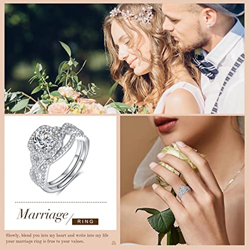 여성을위한 lorajewel 스털링 실버 결혼 반지, Moissanite 다이아몬드 약혼 반지, 그녀를위한 기념일 약속 반지, 당신을 사랑합니다 선물