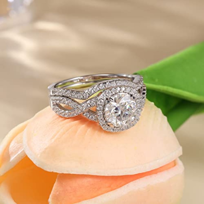 여성을위한 lorajewel 스털링 실버 결혼 반지, Moissanite 다이아몬드 약혼 반지, 그녀를위한 기념일 약속 반지, 당신을 사랑합니다 선물