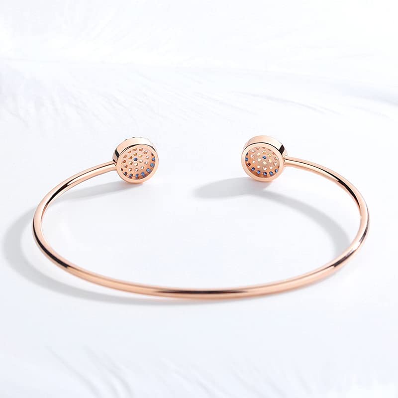 PAENENPH 14K 골드 Moissanite 이블 아이 커프 팔찌 여성용, 독특한 블루 사파이어 악마의 눈 오픈 팔찌 팔찌, 그녀를위한 패션 주얼리 선물