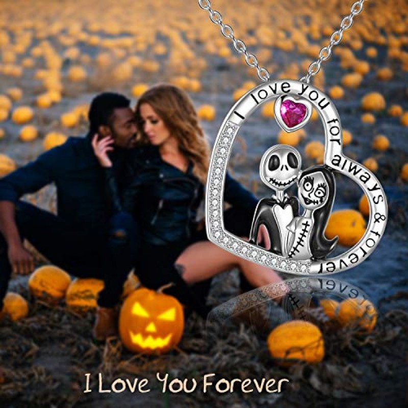 ONEFINITY 악몽 목걸이 선물 스털링 실버 잭 인피니티 하트 펜던트 목걸이 해골 쥬얼리 여성 아내 딸을위한 생일 선물