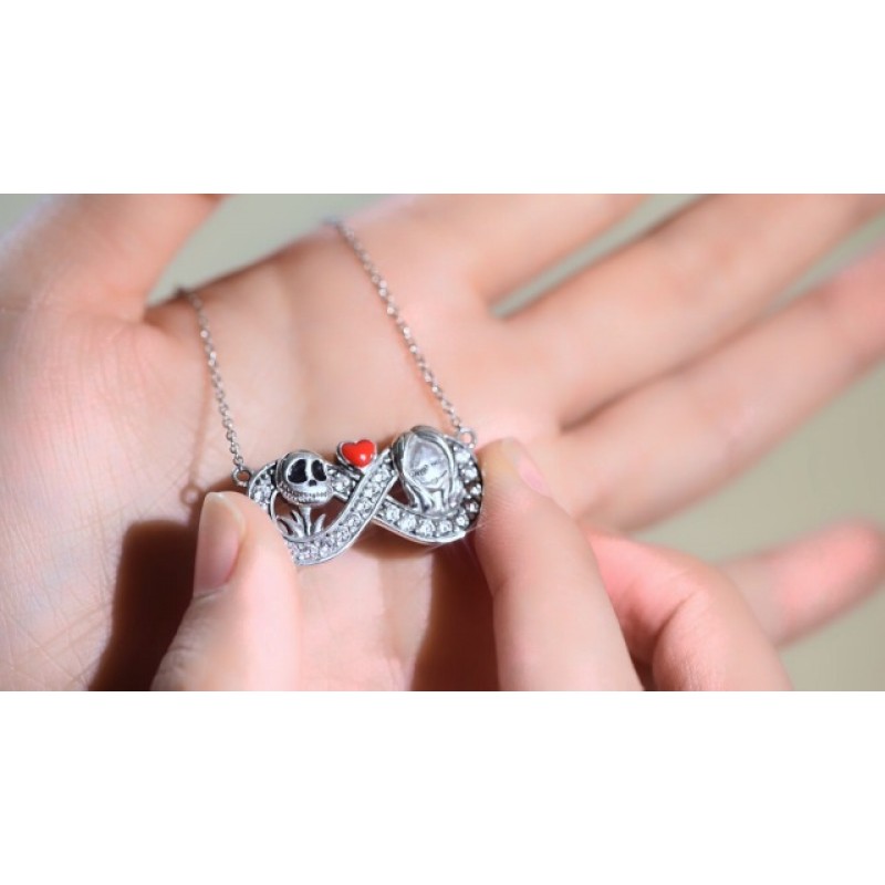 ONEFINITY 악몽 목걸이 선물 스털링 실버 잭 인피니티 하트 펜던트 목걸이 해골 쥬얼리 여성 아내 딸을위한 생일 선물