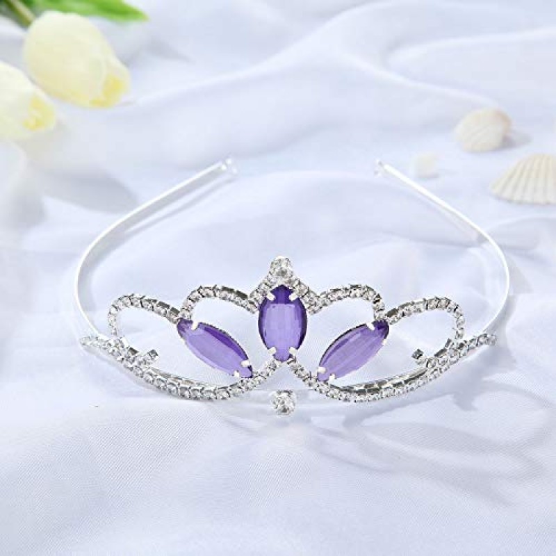 Vinjewelry 공주 크라운 소피아 소녀를위한 첫 번째 티아라와 마법의 부적 & 공주 물방울 펜던트 목걸이 완벽한 생일/크리스마스 선물