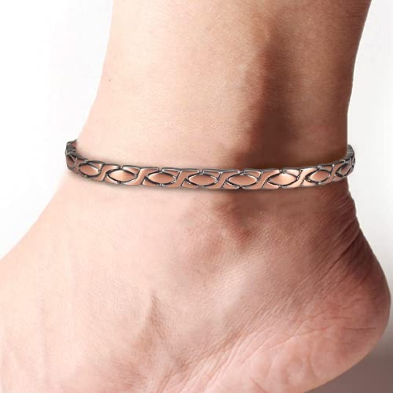 여성을위한 YINOX 구리 자기 Anklets 발과 발목을위한 관절염 통증 완화 및 염증 감소 패션 구리 쥬얼리