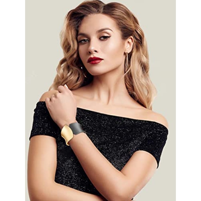 여성을위한 긴 tiantian 18K 골드 팔목 팔찌 십대 소녀를위한 패션 Chunky 골드 팔찌 여성을위한 힌지 골드 팔찌 팔찌 여성 선물을위한 골드 손목 팔목