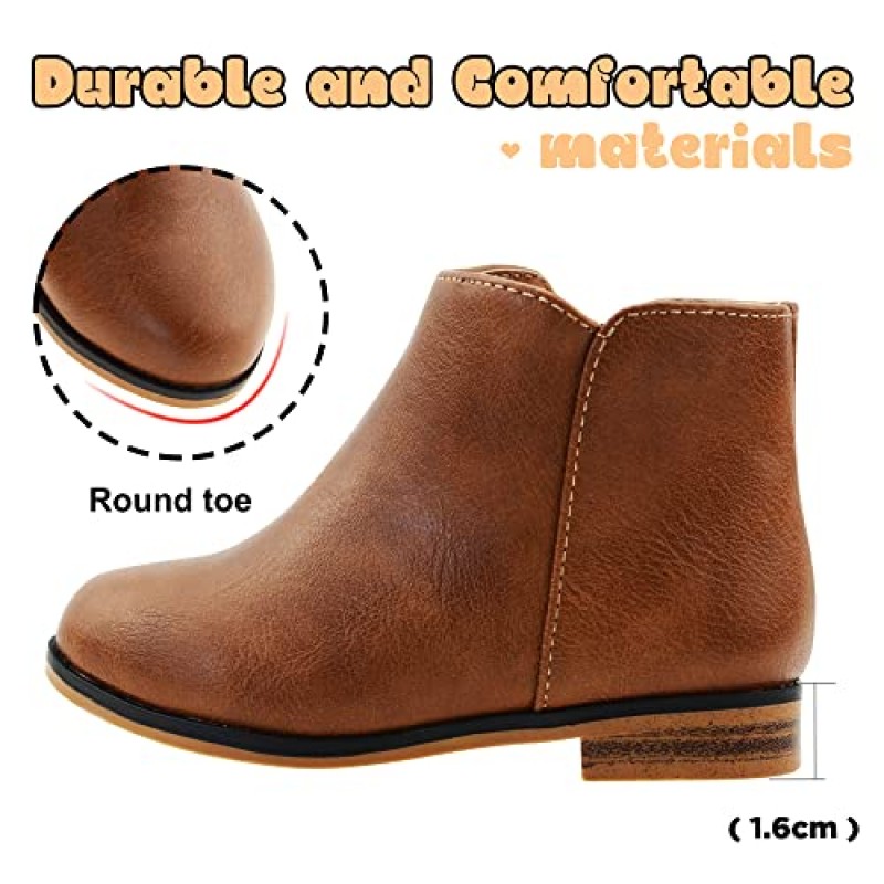 LseLom 소녀 부츠 지퍼가 달린 소녀를위한 발목 부츠 짧은 스웨이드 부츠 유아/어린 어린이를위한 패션 부츠