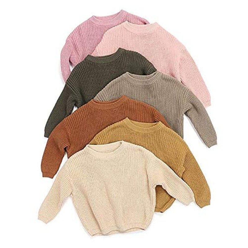 Afunbaby 아기 소녀 소년 니트 스웨터 블라우스 풀오버 스웨터 유아 유아를위한 따뜻한 Crewneck 긴 소매 탑