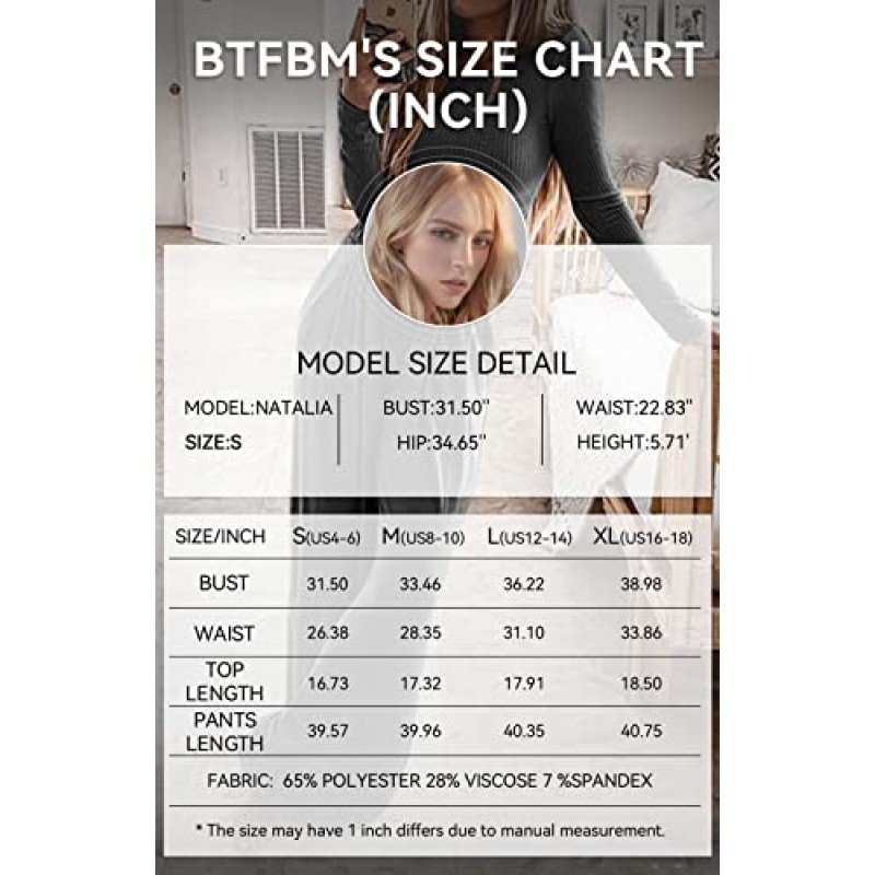 BTFBM 여성용 투피스 라운지 세트 긴 소매 Bodycon 립 니트 크롭 탑 루즈 와이드 레그 팬츠 캐주얼 의상 스웨트 슈트