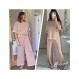 Athlsan Womens 니트 투피스 의상 스웨터 세트 반소매 풀오버 탑 와이드 레그 신축성 허리 바지 Loungewear