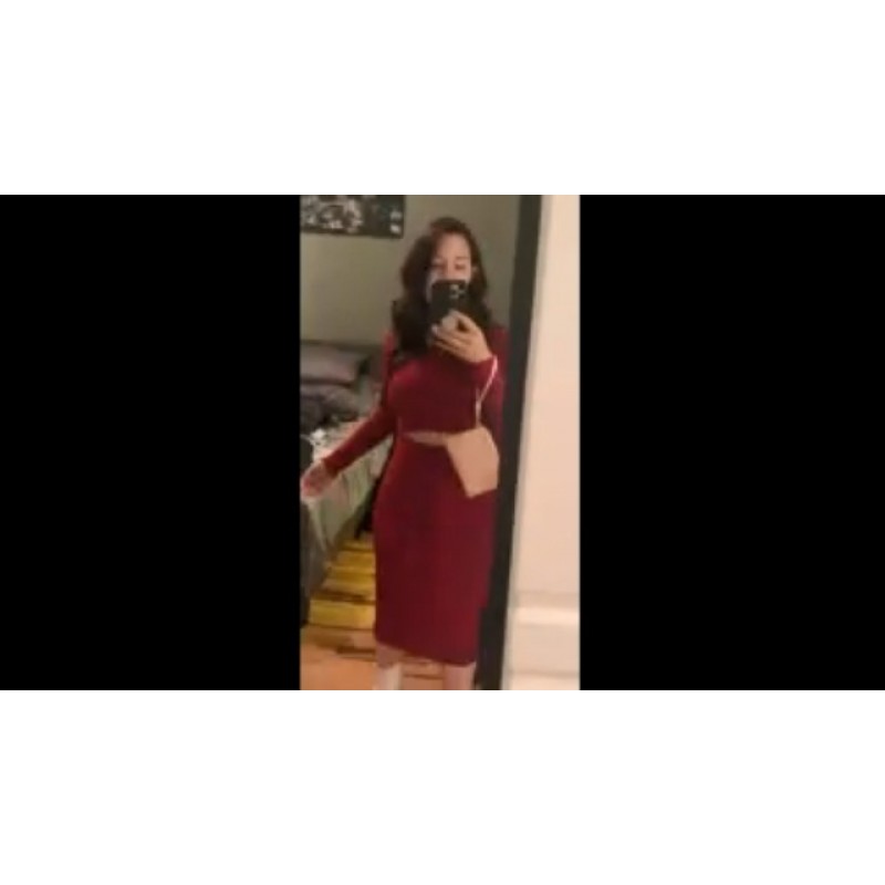 SHANZHEN 여성 긴 소매 Bodycon 복장 캐주얼 패션 Crewneck 컷 아웃 니트 늑골이있는 슬림 미디 연필 드레스