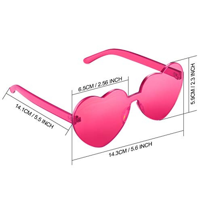 Maxdot 2 조각 하트 모양 무테 선글라스 투명 캔디 컬러 무테 안경 Love Eyewear