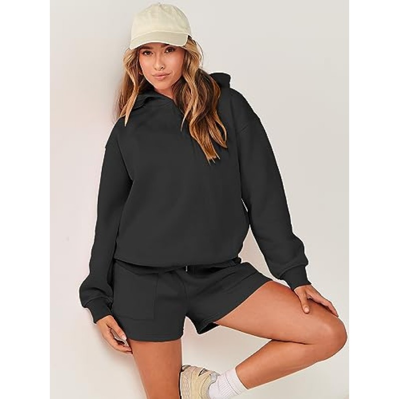 Prinbara Womens Two Piece 복장 라운지 세트 Y2k 까마귀 스웨터와 반바지 세트 가을 Tracksuit Sweatsuits