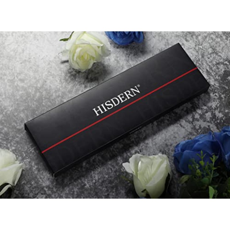 HISDERN Mens 솔리드 컬러 넥타이 공식 새틴 넥타이 및 포켓 스퀘어 세트 클래식 웨딩 비즈니스 넥타이 & 손수건
