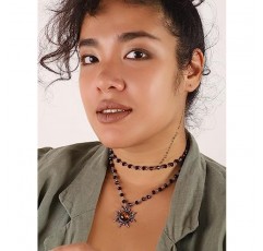 Sacina 고딕 Boho 썬 문 스타 목걸이, 검은 구슬 목걸이, 고딕 목걸이, 고스 목걸이, Boho 목걸이, 의상 보석, 여성을위한 크리스마스 새해 보석 선물