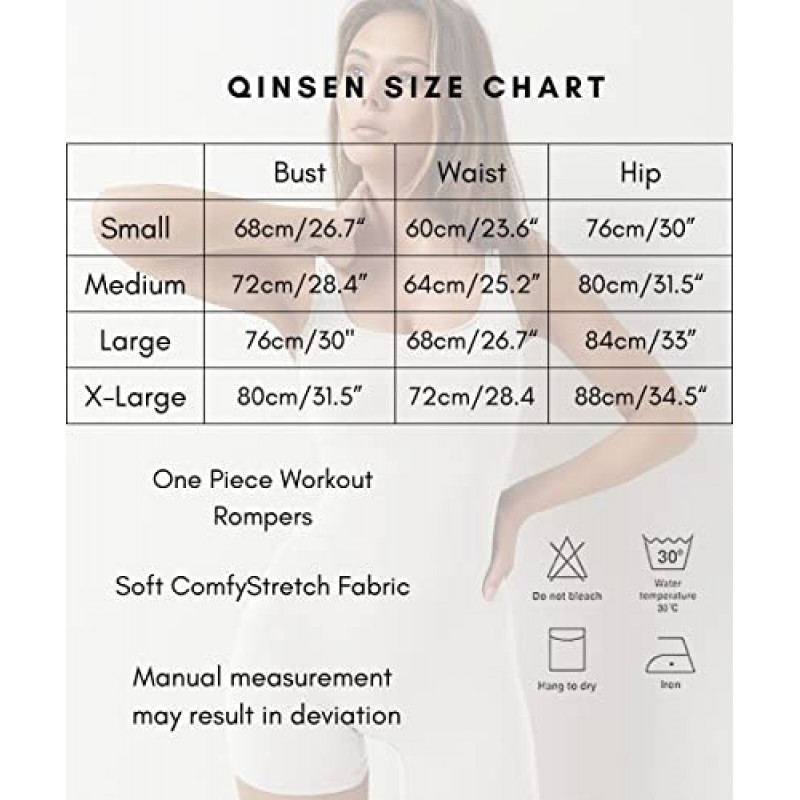 QINSEN 여성용 스퀘어 넥 원피스 짧은 점프 슈트 요가 운동 운동 롬퍼