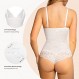 Popilush 레이스 Shapewear 바디 슈트 V 넥 Tummy Control 백리스 탱크 탑 민소매 끈 팬티 바디 슈트