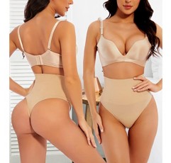 WOWENY 3 팩 여성용 끈 팬티 Shapewear Tummy Control 바디 셰이퍼 속옷 하이 웨이스트 끈 원활한 슬림 팬티