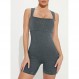 Happy Sailed Womens Rompers 여름 ​​민소매 스퀘어 넥 Racerback Ribbed 원피스 Tummy Control Bodycon Short Jumpsuit