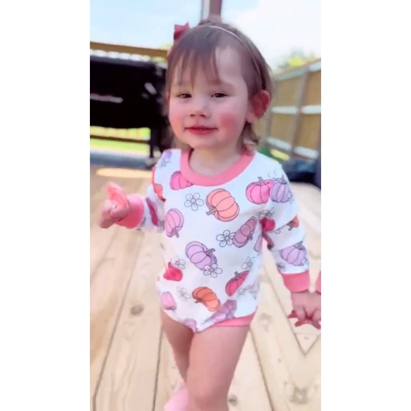 AMAWMW 신생아 여아 소년 할로윈 복장 호박 Romper 대형 운동복 중립 할로윈 물건 선물 의류