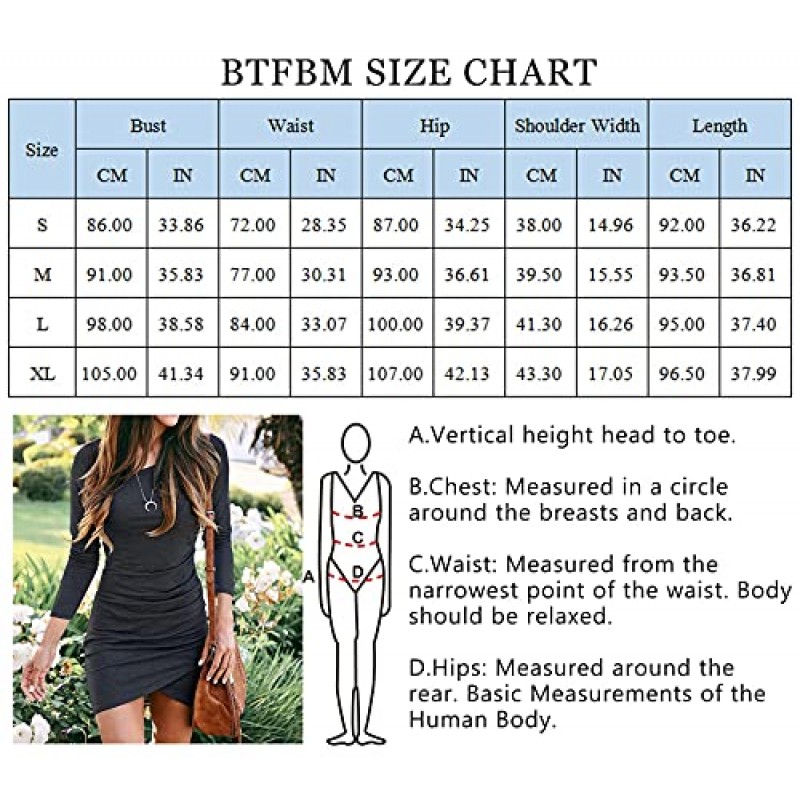 BTFBM 여성 패션 우아한 Bodycon 긴 소매 랩 전면 솔리드 컬러 캐주얼 기본 장착 짧은 드레스