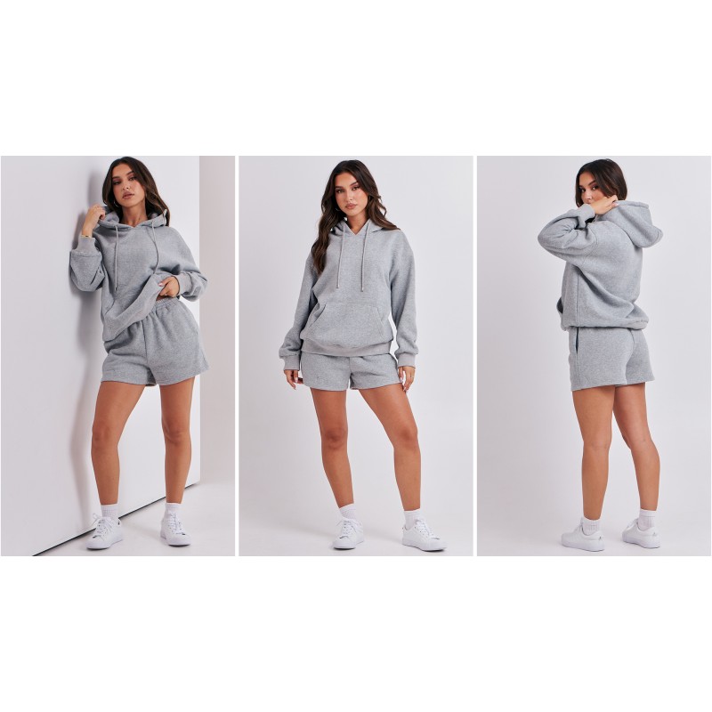 ANRABESS 여성 2 피스 복장 짧은 운동복 Drawstring Oversize 까마귀 운동복 Tracksuit Lounge Wear Matching Set