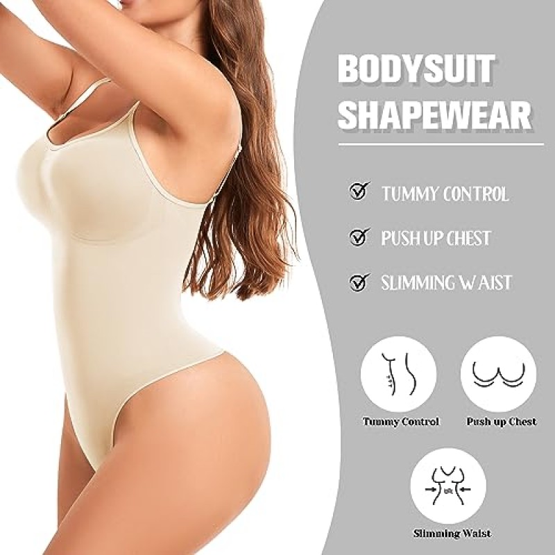 Aaseow 2 Piece Shapewear 바디 수트 여성용 tummy control Seamless Thong 전신 Shapewear skims bodysuit