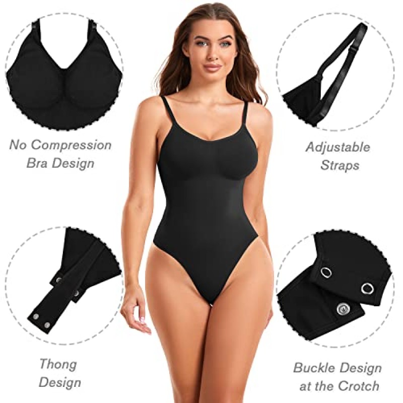 Aaseow 2 Piece Shapewear 바디 수트 여성용 tummy control Seamless Thong 전신 Shapewear skims bodysuit