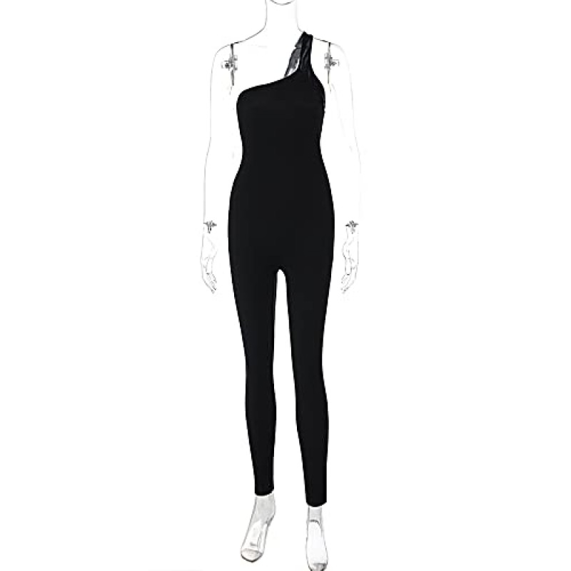 UPCPY 여성용 민소매 원 숄더 리브 바디콘 탱크 원피스 점프슈트 Rompers Playsuit