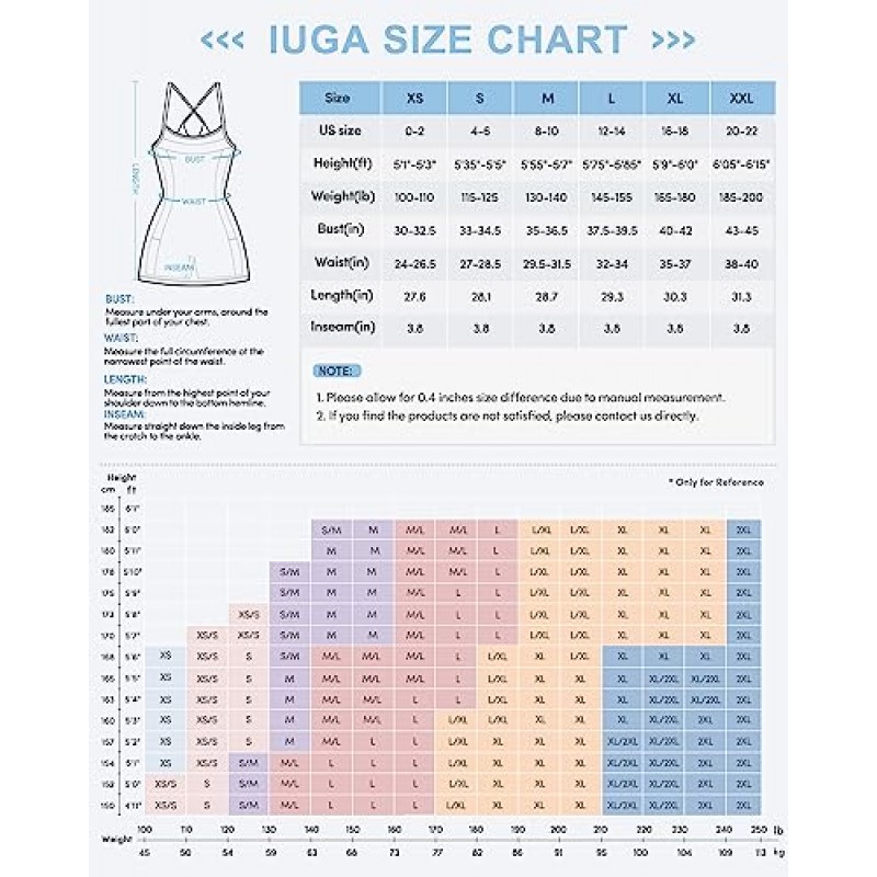 IUGA 여성 테니스 드레스 운동 드레스 운동 드레스 내장 브래지어 & 반바지 골프 운동 드레스 여성용