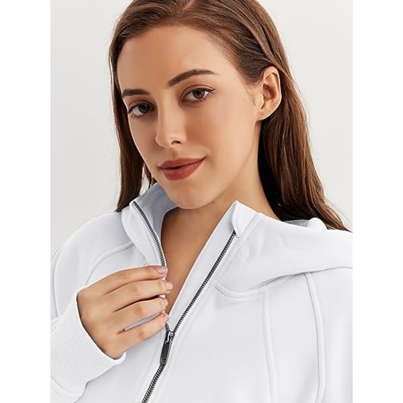 WYNNQUE Womens Quarter Zip 풀오버 자른 후드 긴 소매 양털 하프 지퍼 스웨터 가을 의상 의류