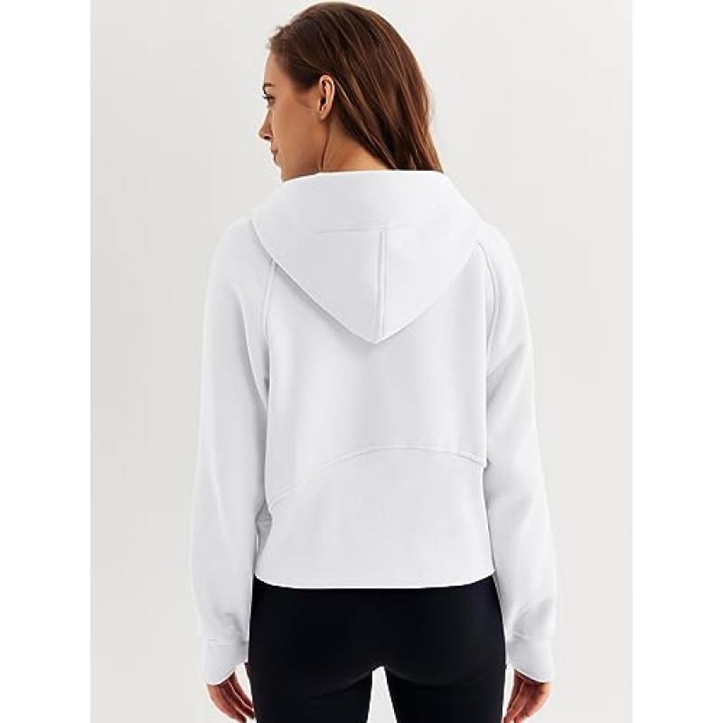 WYNNQUE Womens Quarter Zip 풀오버 자른 후드 긴 소매 양털 하프 지퍼 스웨터 가을 의상 의류