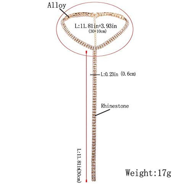 Joygulls 섹시한 다층 긴 초커 목걸이 더블 레이어 크리스탈 전체 라인 석 초커 목걸이 펜던트 문 목걸이 여성 나이트 클럽 파티를위한 럭셔리 쥬얼리 (실버)