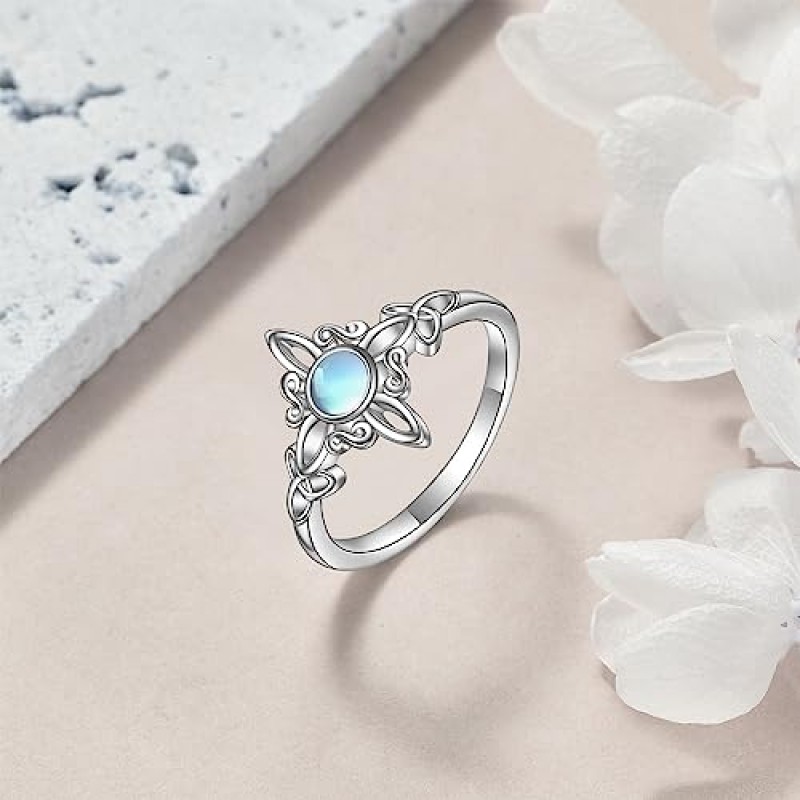 YAFEINI 마녀 매듭 반지 스털링 실버 마녀 반지 켈트 매듭 반지 마녀 매듭 부적 보호 Wiccan Jewelry Gifts for Women