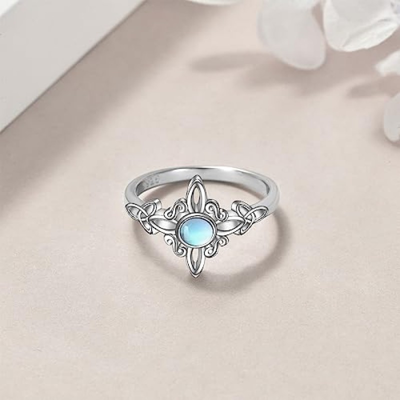 YAFEINI 마녀 매듭 반지 스털링 실버 마녀 반지 켈트 매듭 반지 마녀 매듭 부적 보호 Wiccan Jewelry Gifts for Women