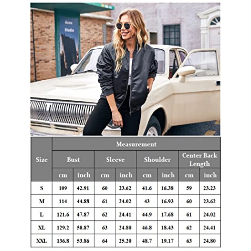 ACEVOG 폭격기 재킷 여성 지퍼 업 캐주얼 재킷 코트 포켓이 있는 오버사이즈 가을 의상