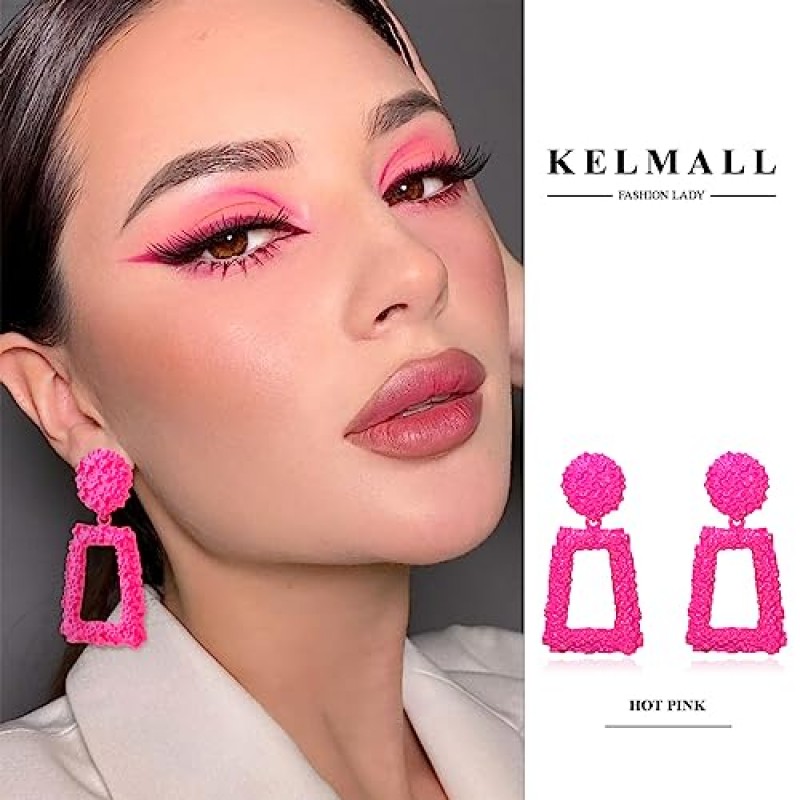 KELMALL 초대형 기하학적 고리 귀걸이, 18K 골드 오버사이즈 물결 모양의 돌출형 진술 귀걸이 여성용 저자극성