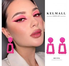 KELMALL 초대형 기하학적 고리 귀걸이, 18K 골드 오버사이즈 물결 모양의 돌출형 진술 귀걸이 여성용 저자극성