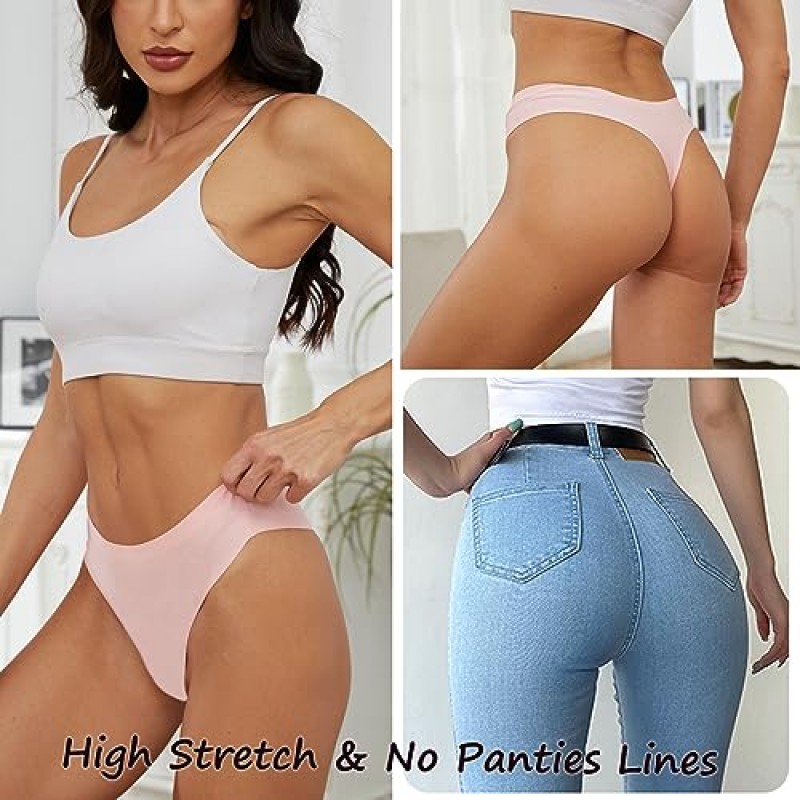 Bolivelan Womens Mid-Rise Seamless Thongs 편안한 속옷 G-Strings 팬티