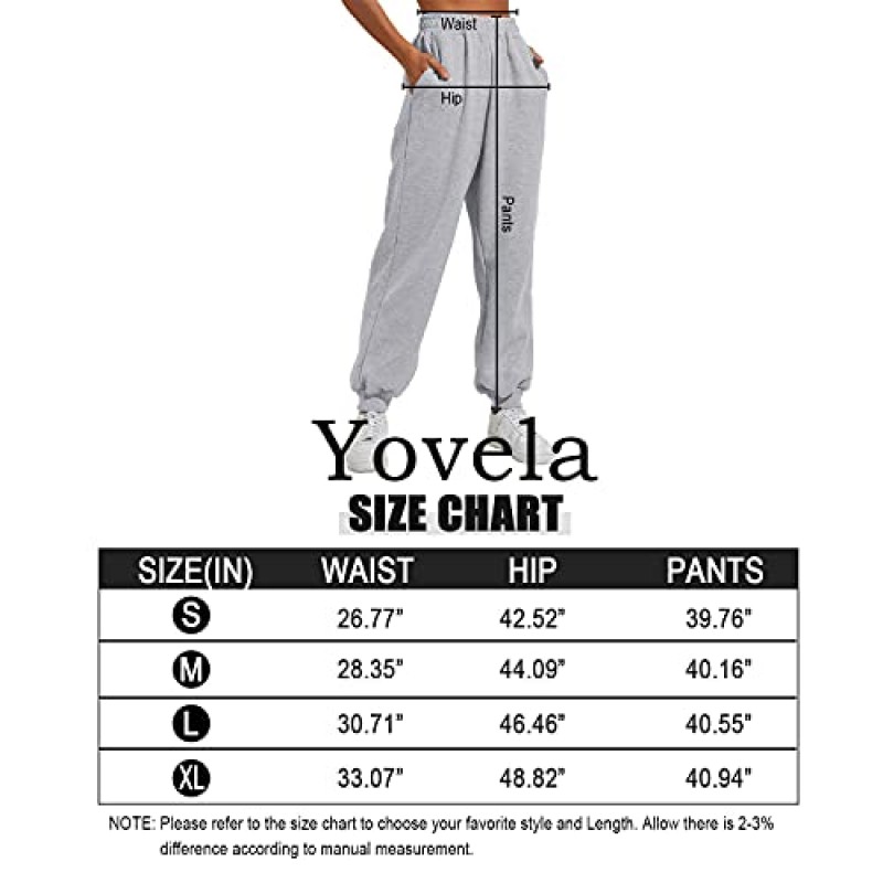 Yovela Womens 하이 웨이스트 헐렁한 스웨트 팬츠 2023 가을 조깅 바지 Y2k 포켓이 달린 트렌디 라운지 바지