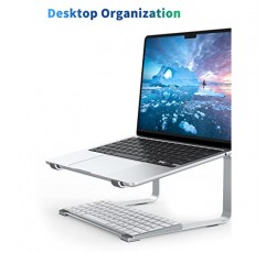 책상용 SOUNDANCE 노트북 스탠드, 금속 컴퓨터 라이저, 견고하고 안정적인 PC 홀더, 12~17.3인치 노트북 컴퓨터용 인체공학적 노트북 엘리베이터, 실버