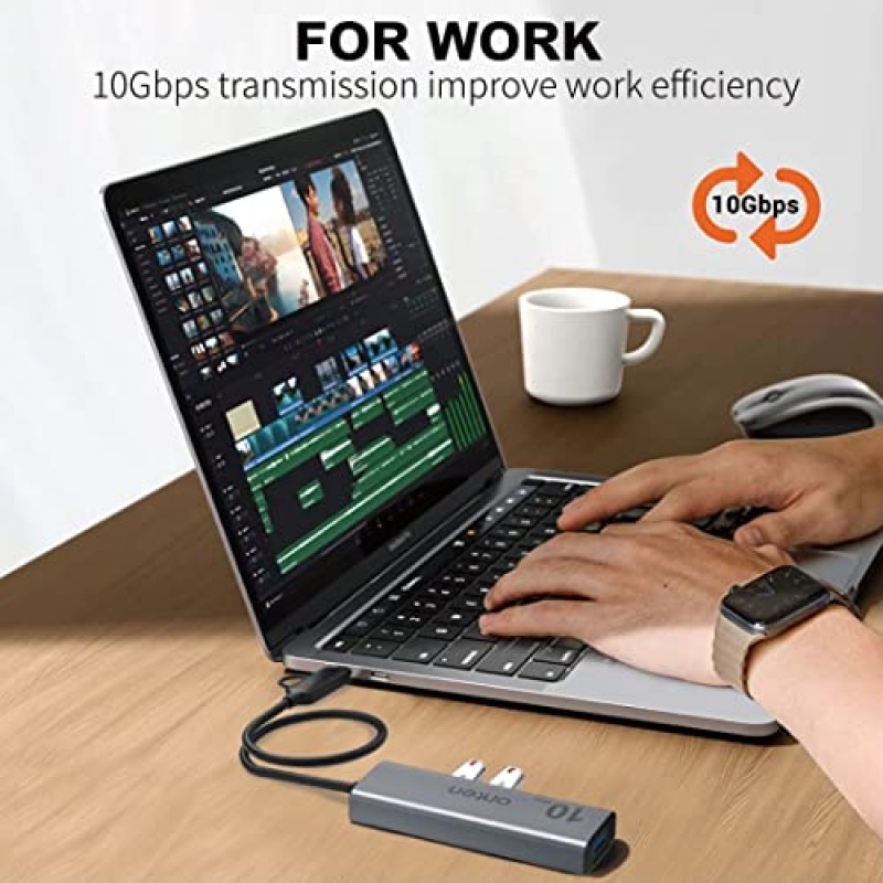 Onten 듀얼 슬롯 UHS-II SD4.0 카드 리더기. 10Gbps USB C - USB 허브 어댑터, USB 허브(3*USB 3.2 GEN 2(10Gbps) 포트 및 UHS-II SD/TF4.0 포함). Mac OS iPad OS와 호환 가능 ,윈도우,안드로이드,리눅스.