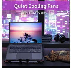 AICHESON 노트북 냉각 패드 15.6 ~ 17.3 인치 PC 노트북, 5 팬 컴퓨터 쿨러 스탠드, 보라색 조명 데스크 냉각기 매트, S035