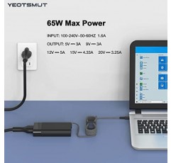 새로운 슬림 HP 65w USB C 충전기, hp EliteBook Chromebook Spectre ProBook Envy 고속 충전 유형 C 여행용 노트북 전원 어댑터에 적합