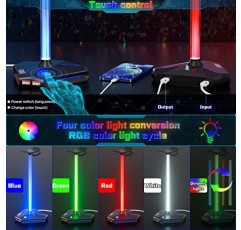 Cozoo RGB 헤드폰 스탠드 2개의 USB2.0 확장 충전 포트 연장 코드, 게이머 데스크탑 테이블 게임 이어폰 액세서리용 헤드셋 스탠드 홀더