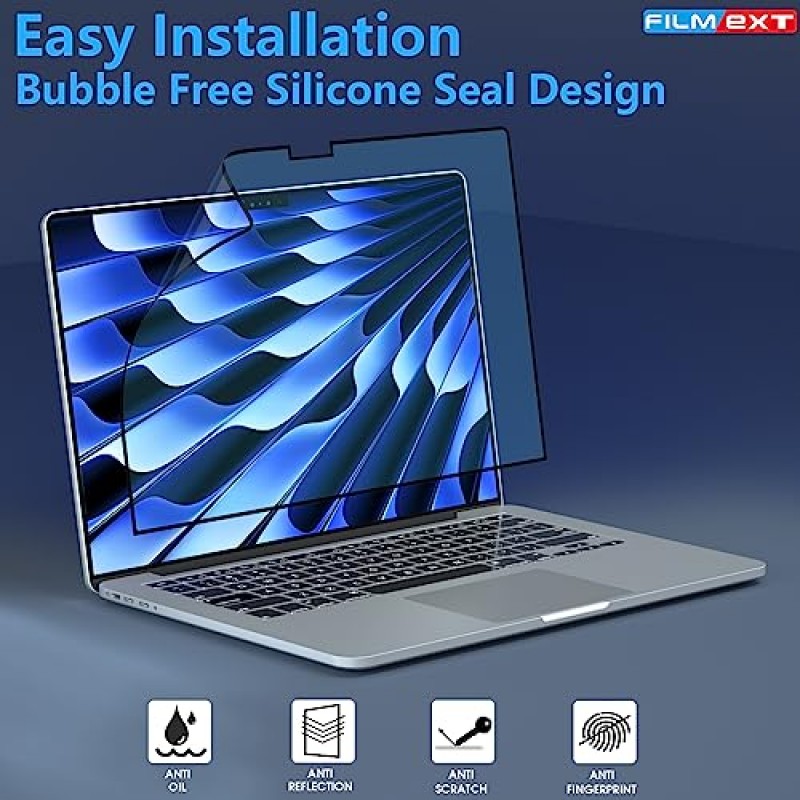 FILMEXT Macbook Air 15인치 화면 보호기 눈부심 방지 블루라이트 방지 필터, M2 칩 15.3인치 A2941, 버블 프리 눈 보호 기능을 갖춘 2023 MacBook Air 노트북용으로 설계된 블루 라이트 차단 화면